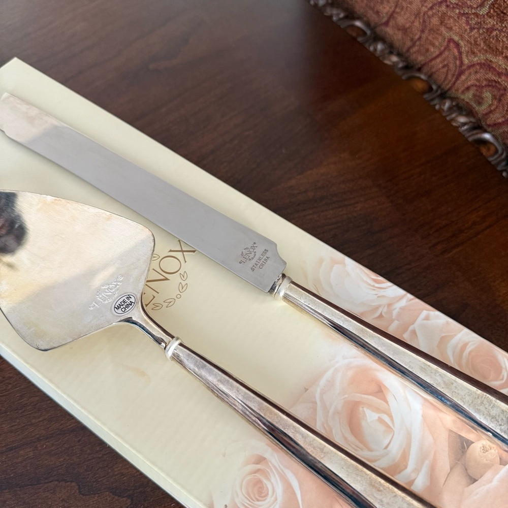 Vintage Lenox Forevermore 2-Piece Set Wedding Cake Dessert Serving Utensils - Picture 8 of 11